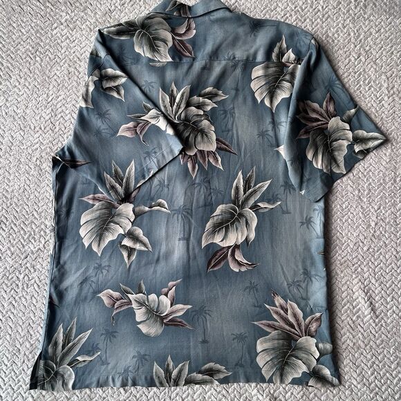 Burma Bibas 100% Silk Hawaiian Aloha Shirt Men’s Sz Lg Tropical Floral Palm Shir - Picture 3 of 14
